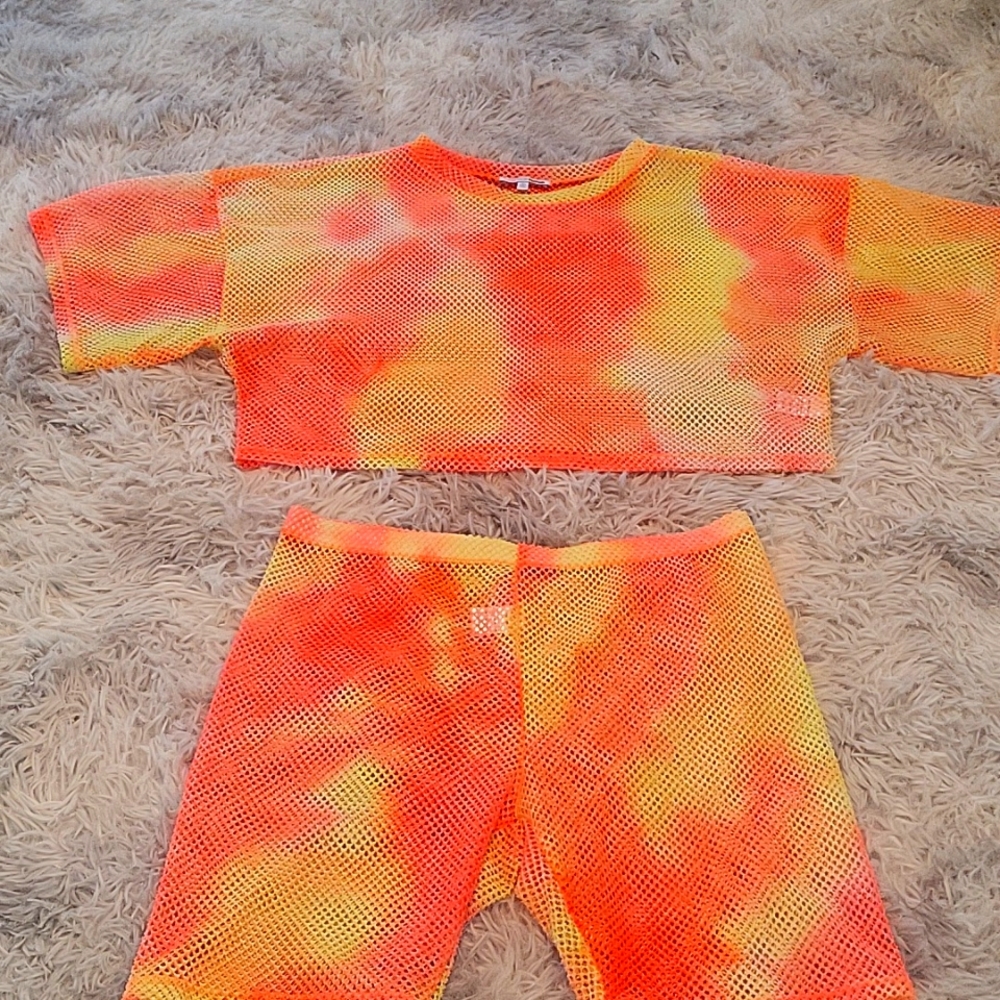 TIE DYE MESH SHORT SET